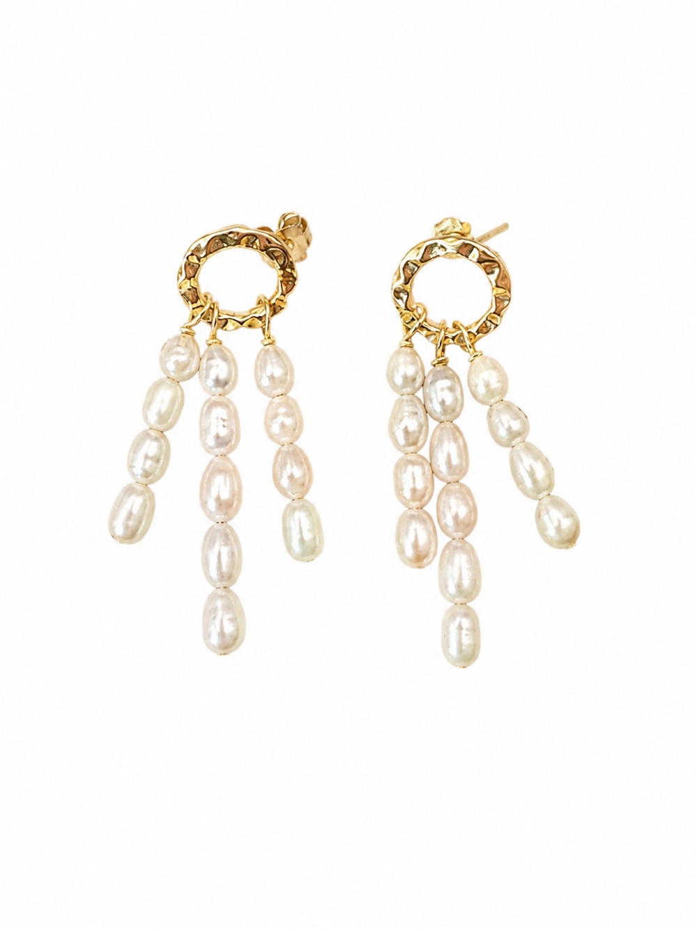 Gold & Pearl Drop Fringe Earrings - Women Jewelry